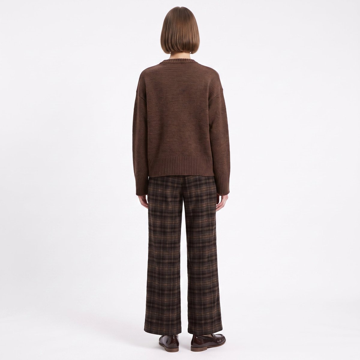 Pull oversize femme chiné à col rond MARINA brown, ARTLOVE