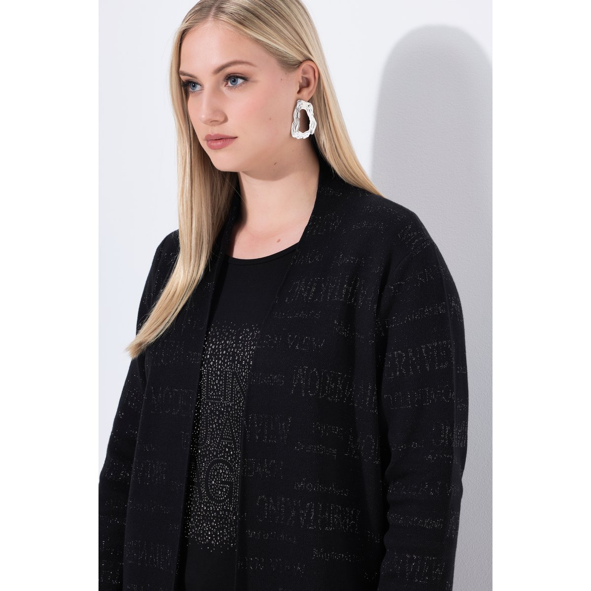 Cardigan à message scintillant noir, ULLA POPKEN
