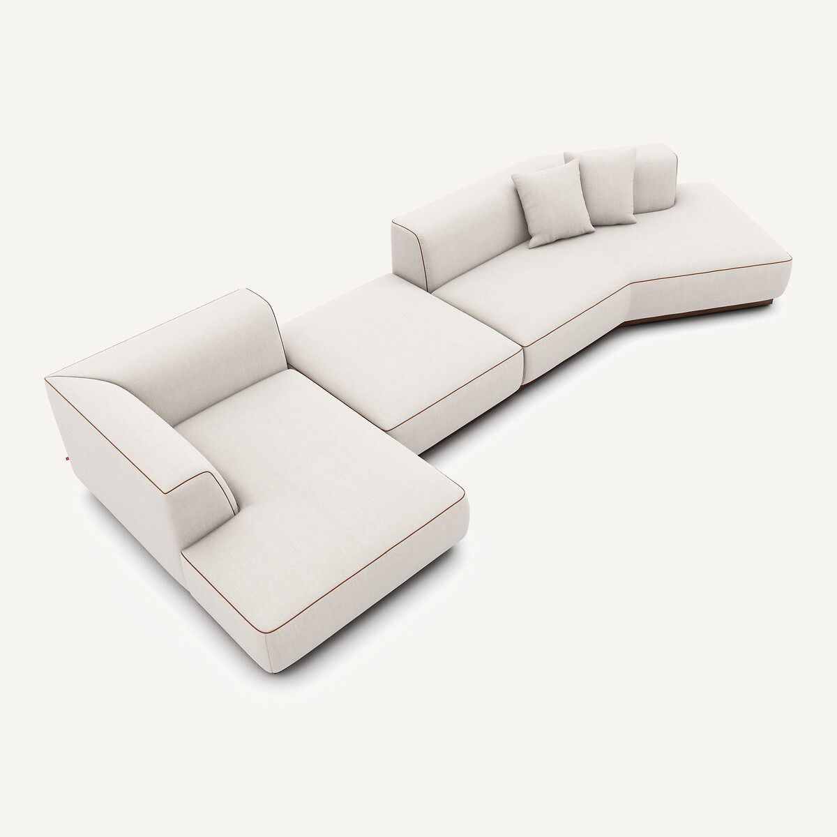 Canapé d'angle gauche ouvert, avec repose-pieds, en coton et lin, JACOPO beige, AM.PM