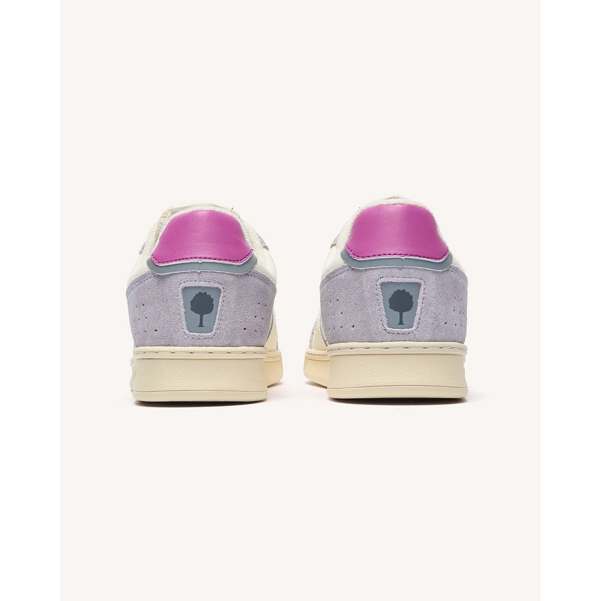 Baskets basses cuir suede COMMUTE 1 blanc et rose grisé, FAGUO