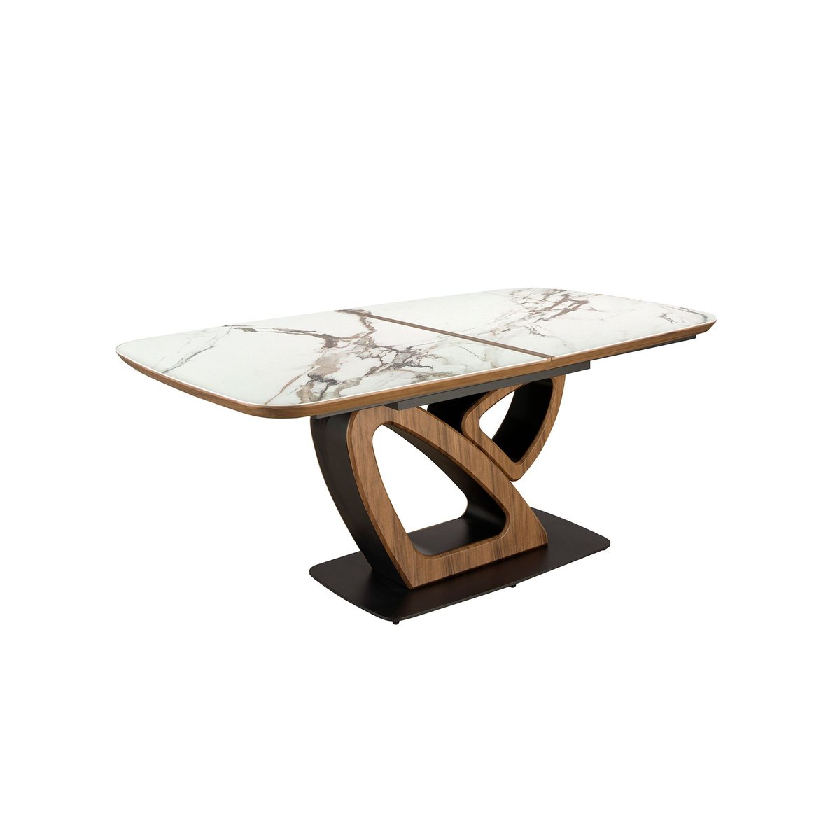 Table de salle à manger ovale à rallonge en marbre porcelaine noyer | blanc | noir, ANGEL CERDA