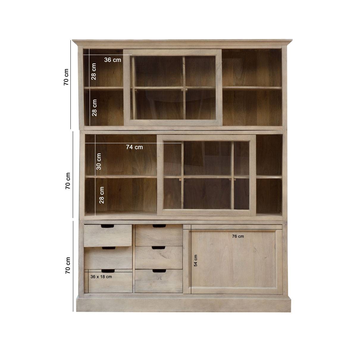 Vaisselier en bois de manguier NINA bois clair, MADE IN MEUBLES