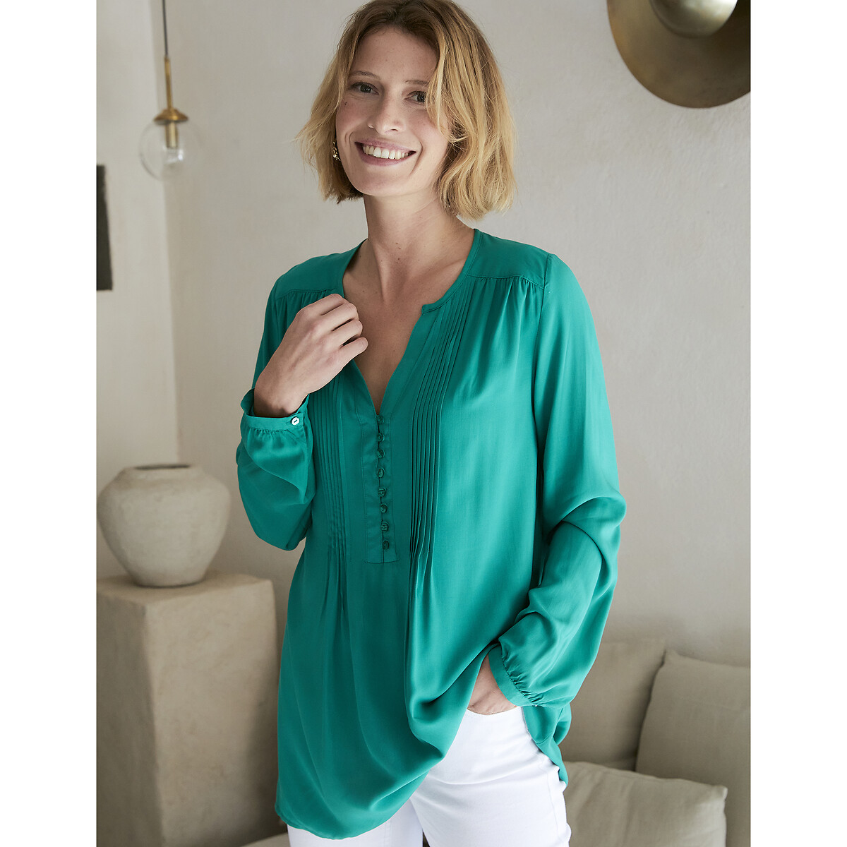 Voile Long Sleeve Tunic navy, ANNE WEYBURN