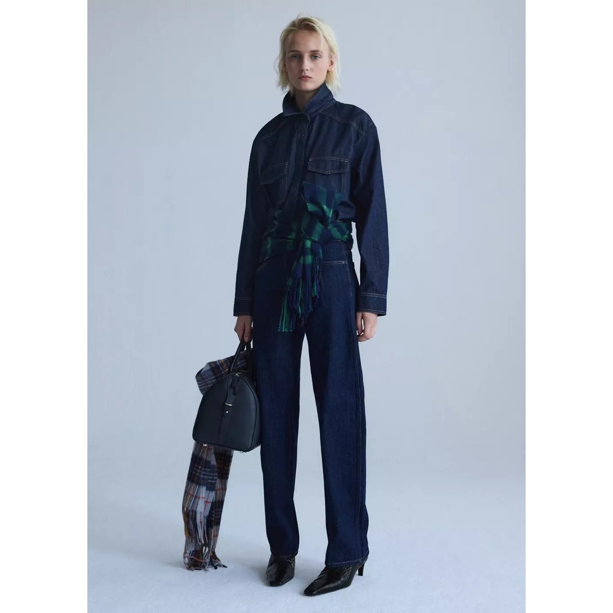 Jean balloon taille basse bleu, MANGO