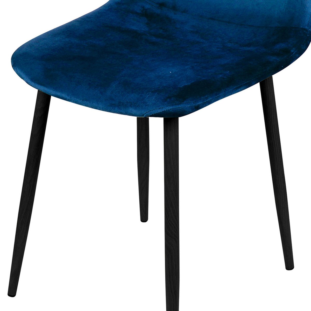 Chaise en velours bleu pieds en métal noir - 44x53x88cm bleu, WADIGA