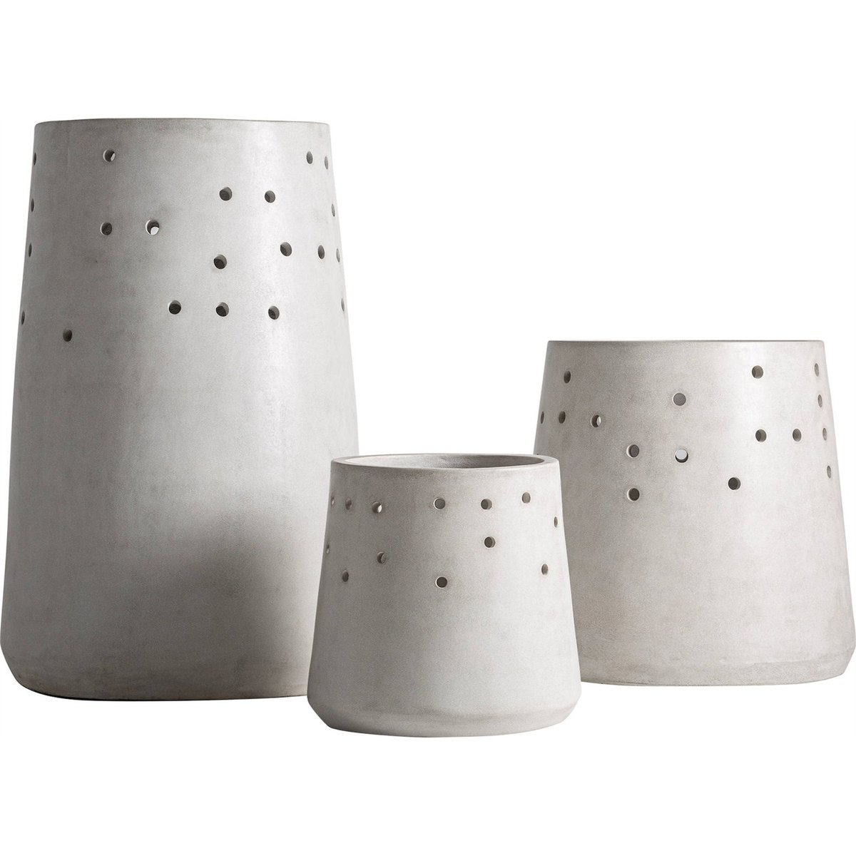 Cache-pots en ciment S.JACQUARD, Lot de 3 blanc cassé, RECOLLECTION