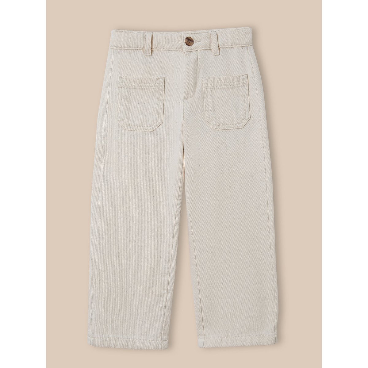 Pantalon droit en denim ecru, CYRILLUS