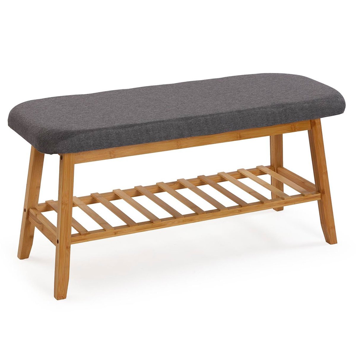 Banquette d'entrée pour chaussures en bois et tissu gris 90x34x44cm gris, WADIGA