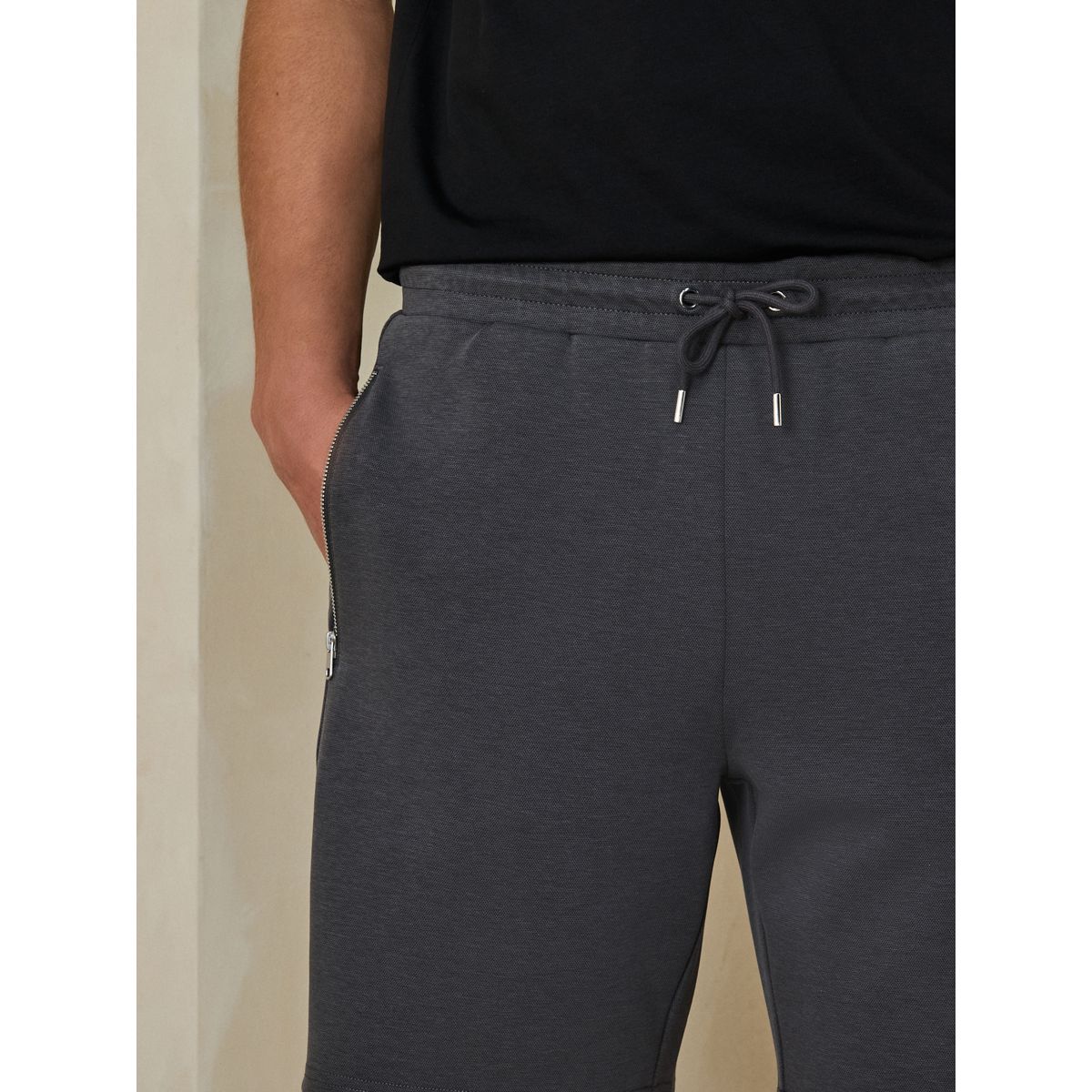 Short en jersey zippé gris anthracite, NEXT