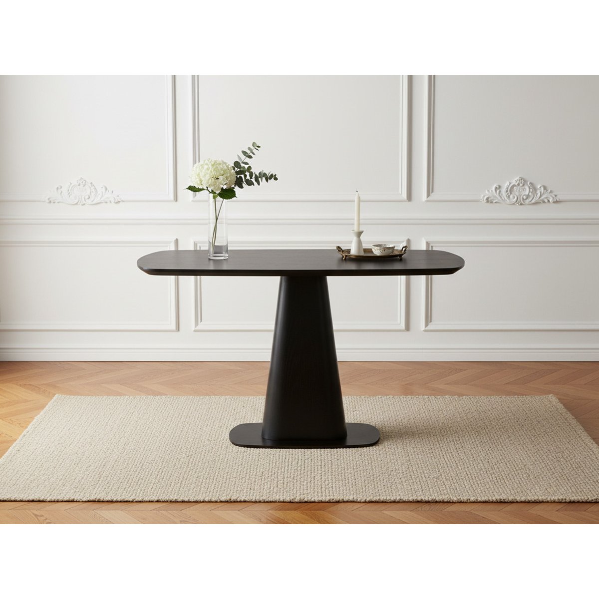 Table à manger carrée NOA 120 cm placage chêne noir, BOBOCHIC