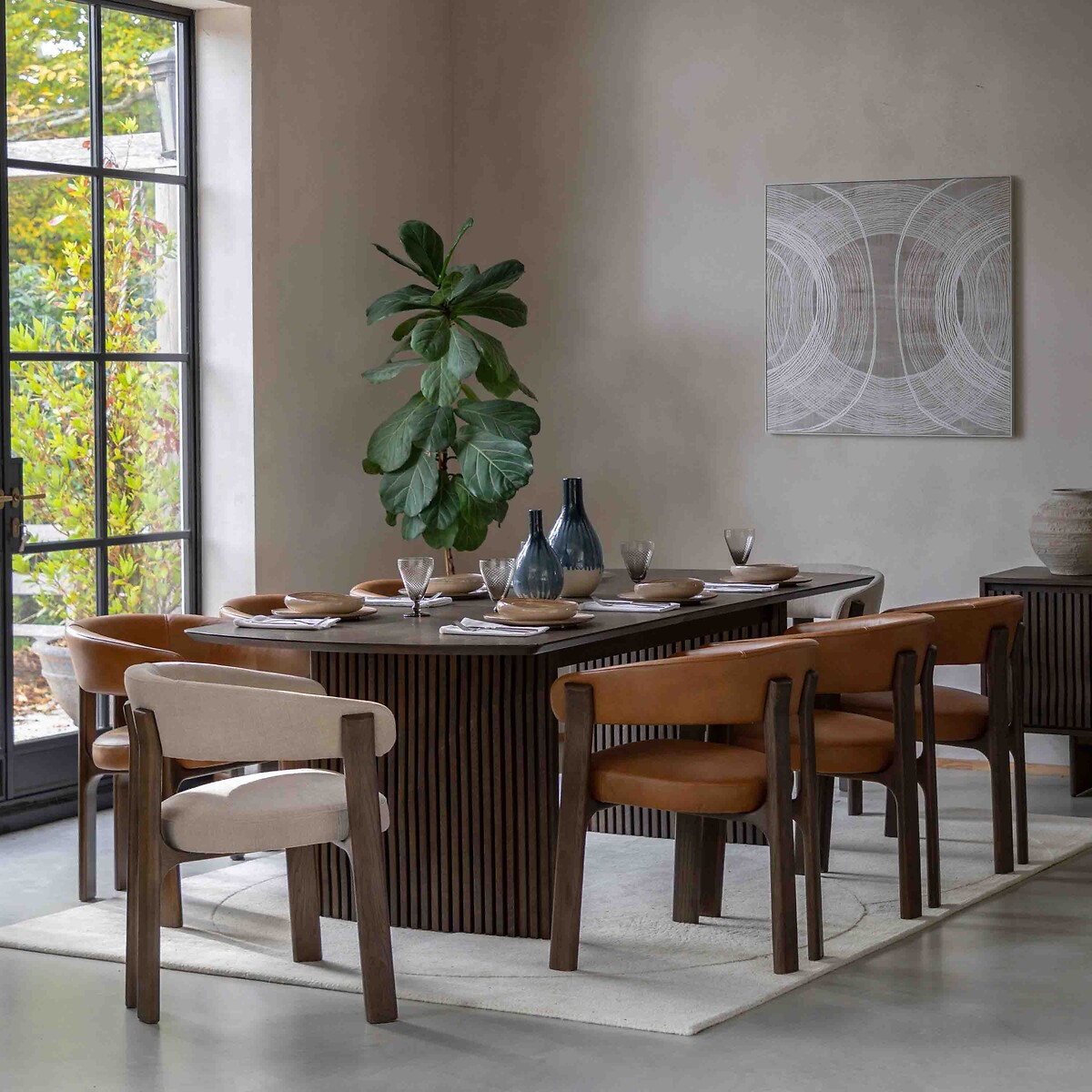 Owen Extendable Oak Dining Table (Seats 6) dark oak wood, ÉDITÉ
