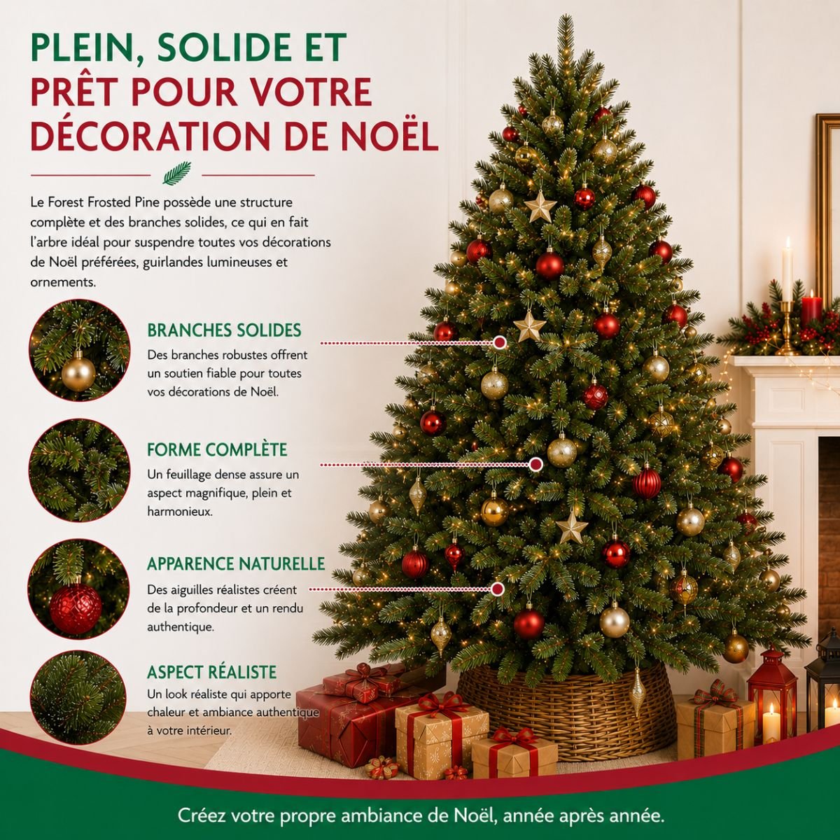 Sapin de Noël artificiel H120 cm FOREST FROSTED vert, TRIUMPH TREE