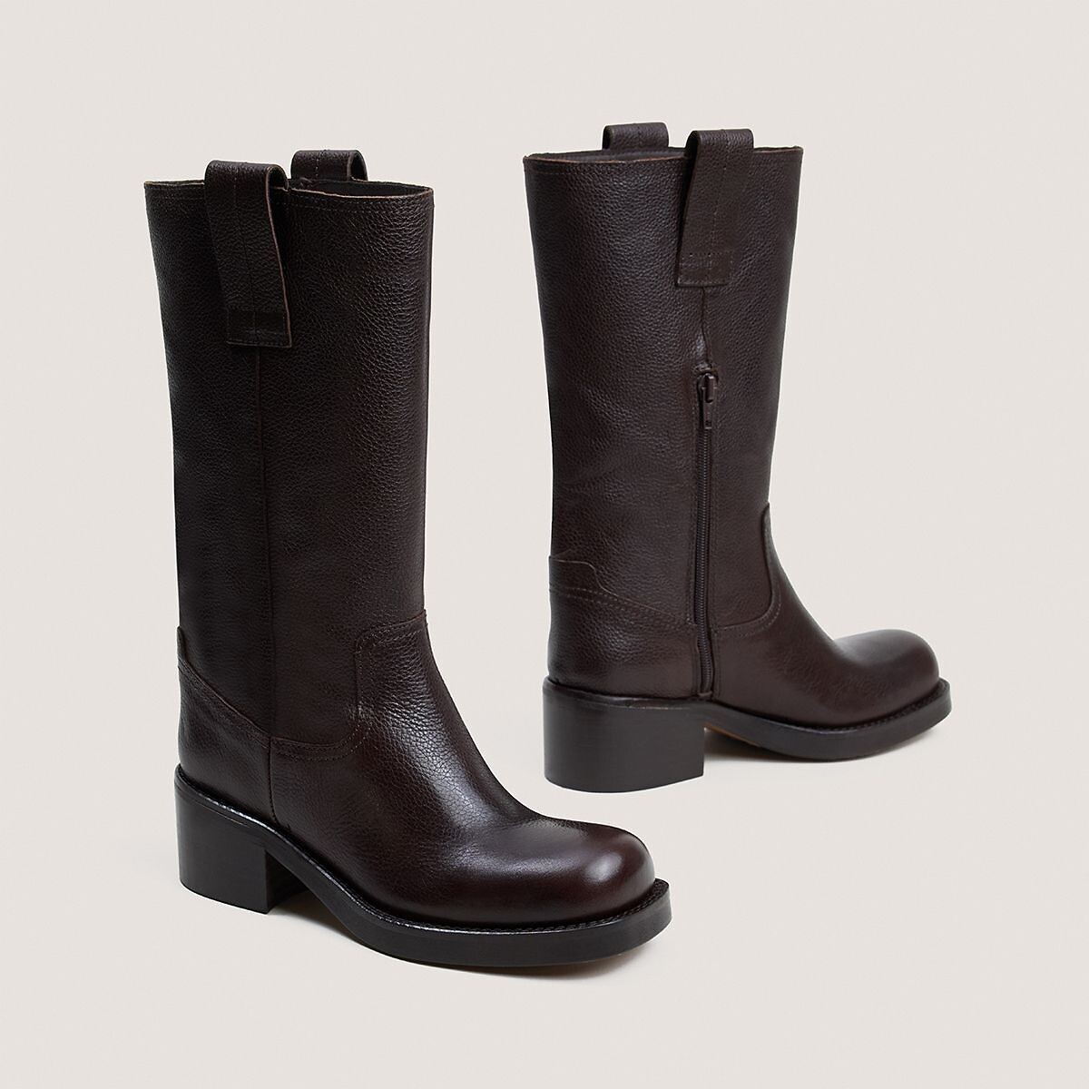 Bichette Leather Mid-Calf Boots brown, JONAK