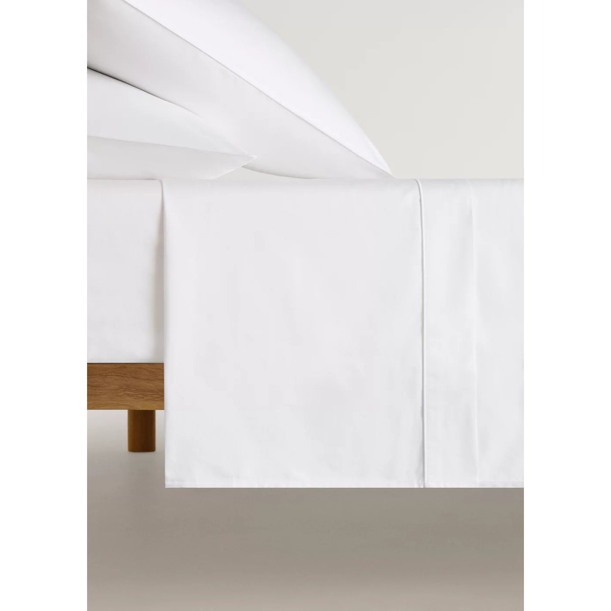 Drap plat coton satin 600 fils lit 180/200 cm blanc, MANGO HOME