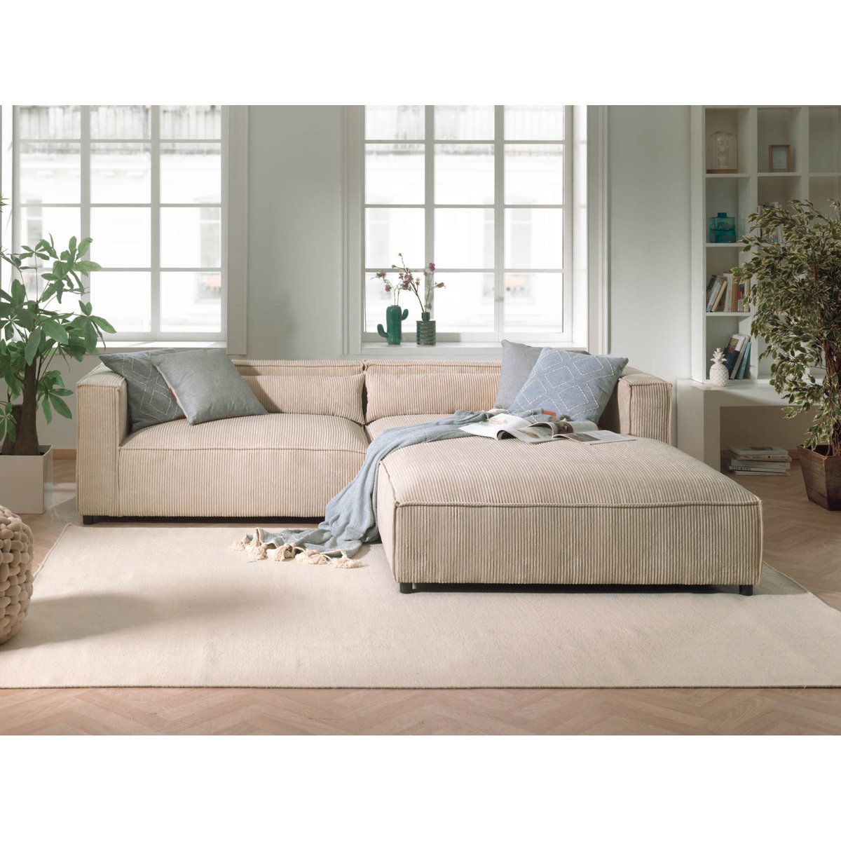 Canapé d'Angle droit 4 places - ELA beige, BEST MOBILIER