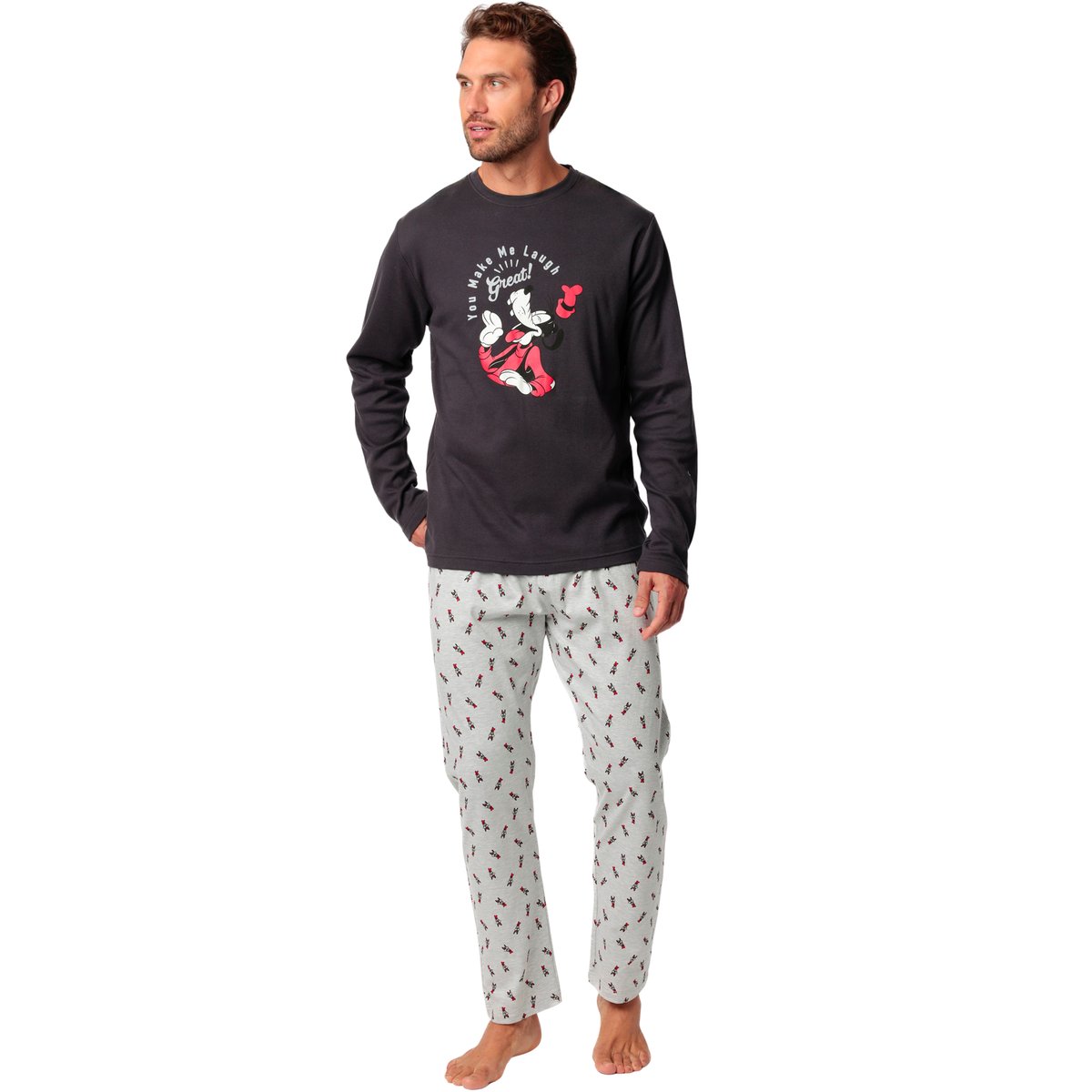 Pyjama pantalon top manches longues Make Me Laugh Disney gris, ADMAS