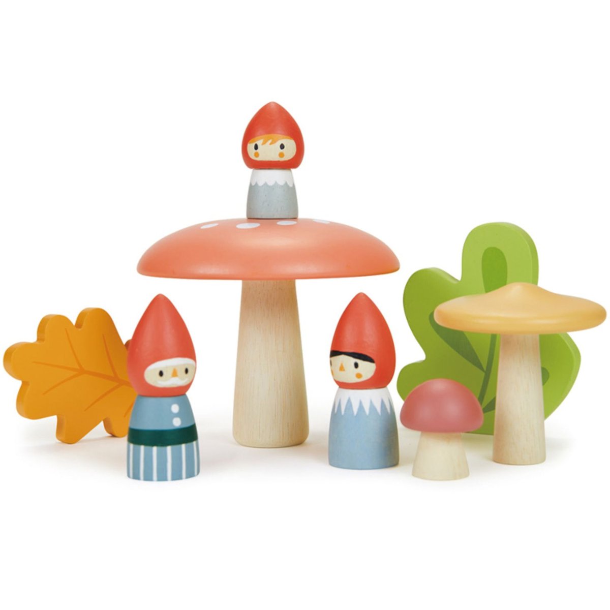 Famille de gnomes et forêt rouge, bleu, orange, TENDER LEAF TOYS