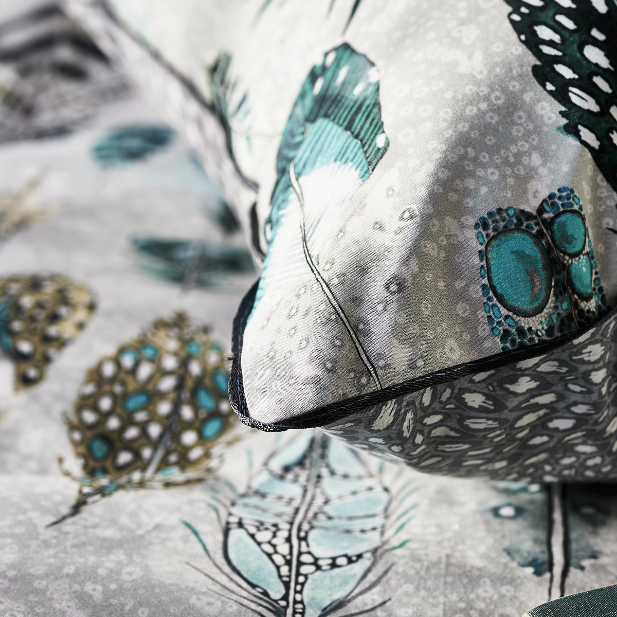 Housse de couette imprimée en percale de coton, QUILL gris, DESIGNERS GUILD