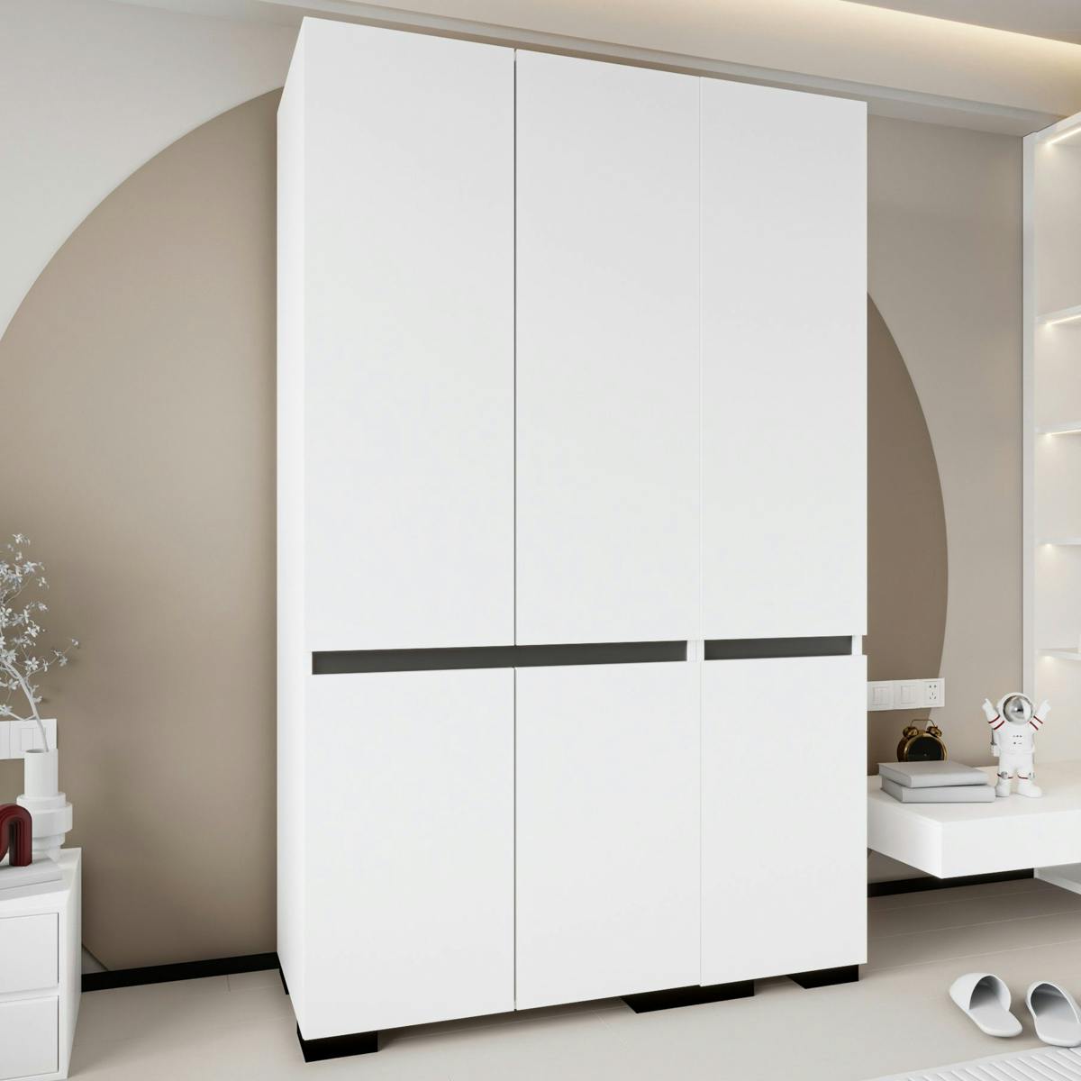 Penderie 2 tringles - 6 niches BYRON blanc, PIER IMPORT