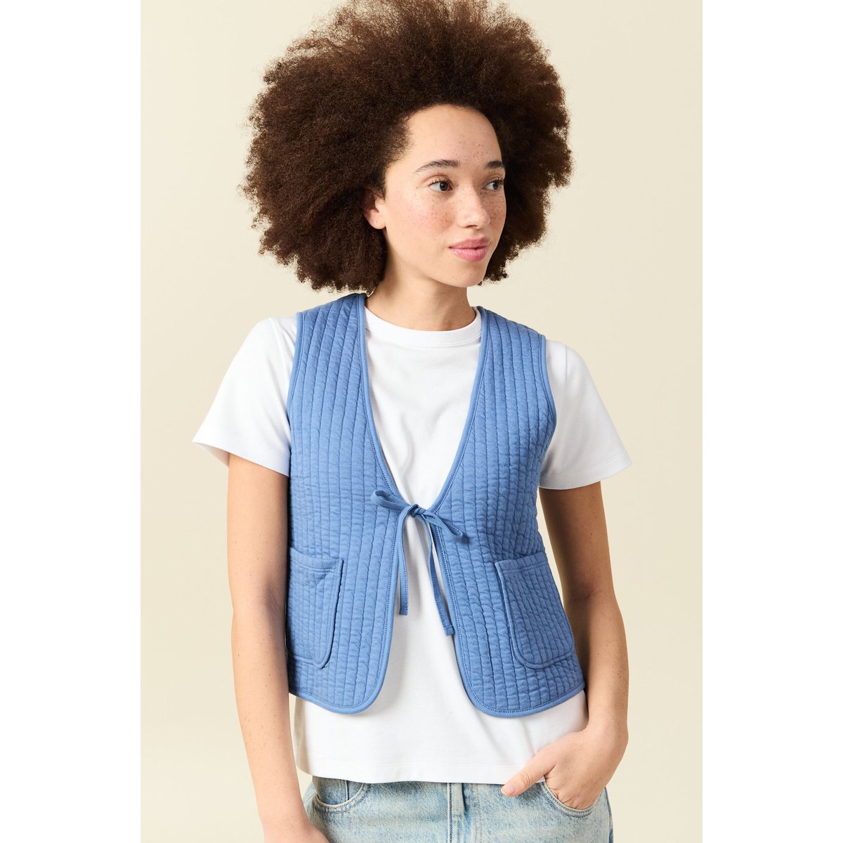 Gilet réversible droit sans manches bleu ciel, BONOBO