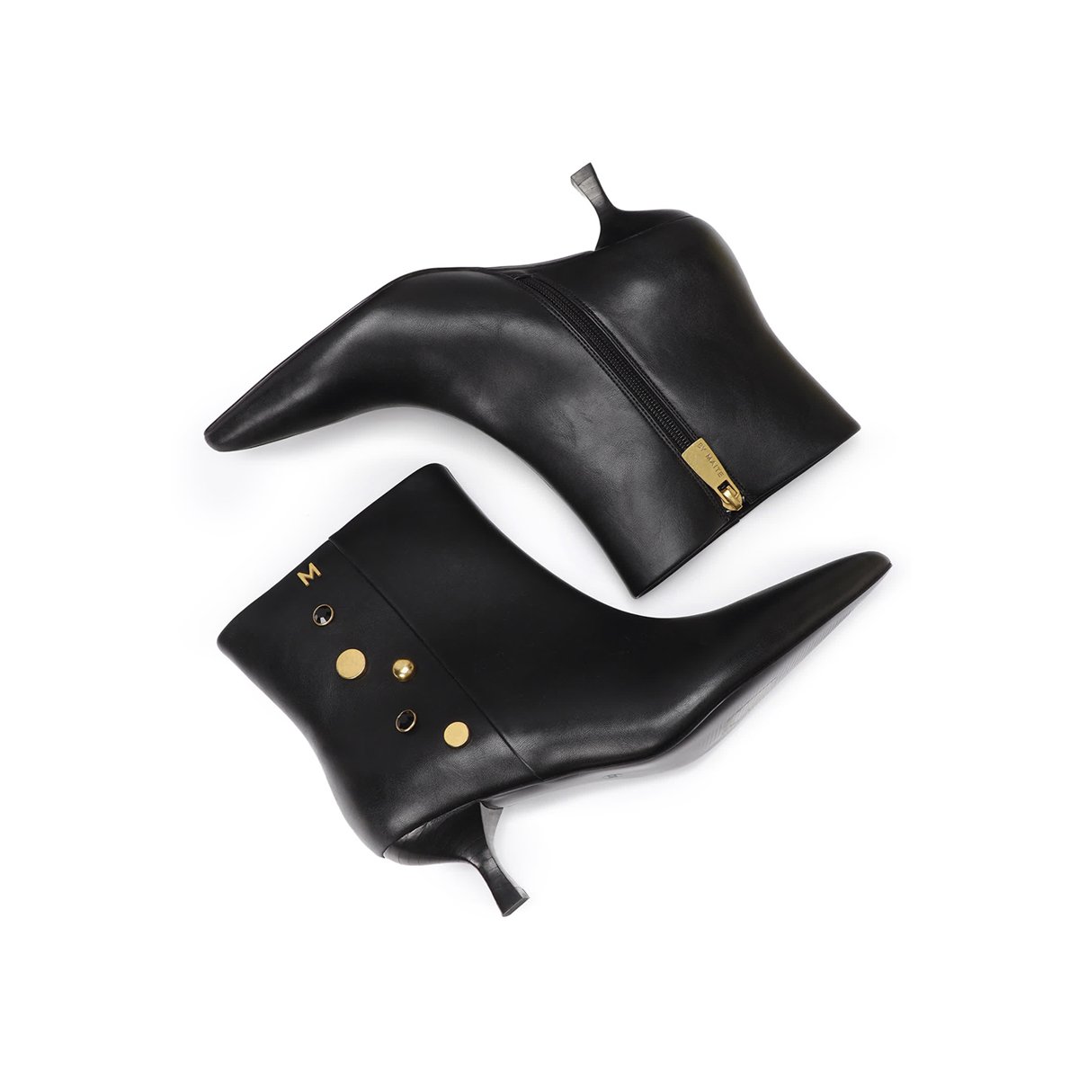 Bottines cloutées à talons en faux cuir noir, LOLA CASADEMUNT