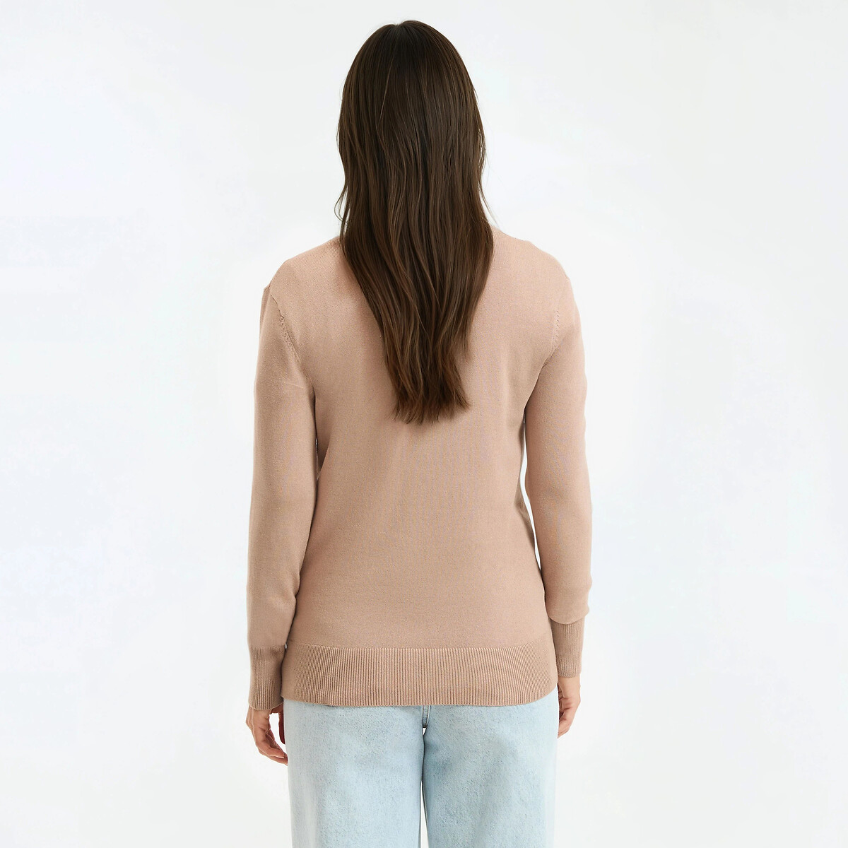 Pull col rond, manches longues beige, LA REDOUTE COLLECTIONS