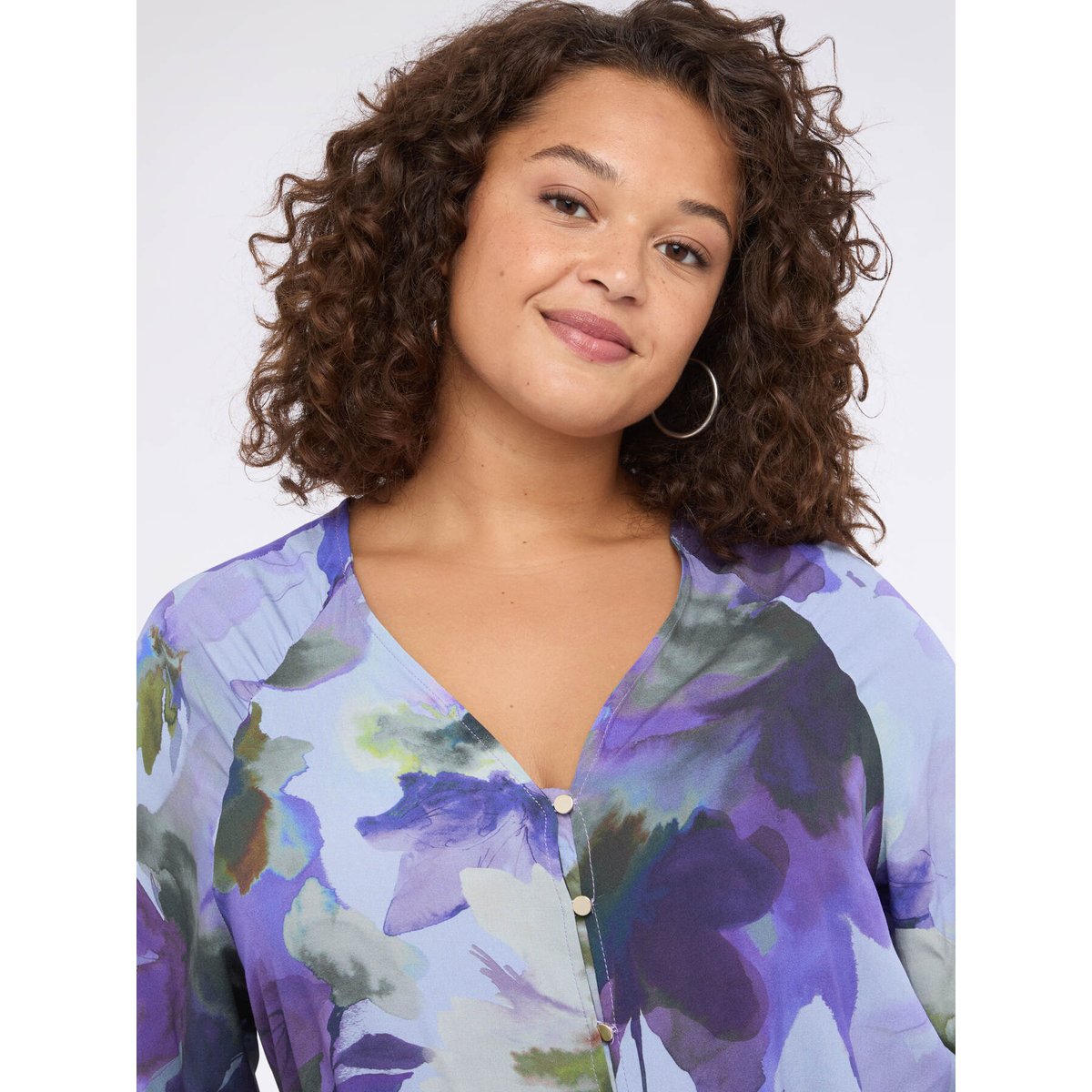 Chemisier à imprimé floral en viscose violet, FIORELLA RUBINO