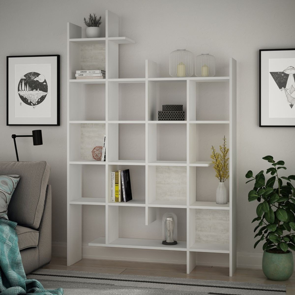 Etagère 18 tablettes H188 cm - Manco blanc, CALICOSY