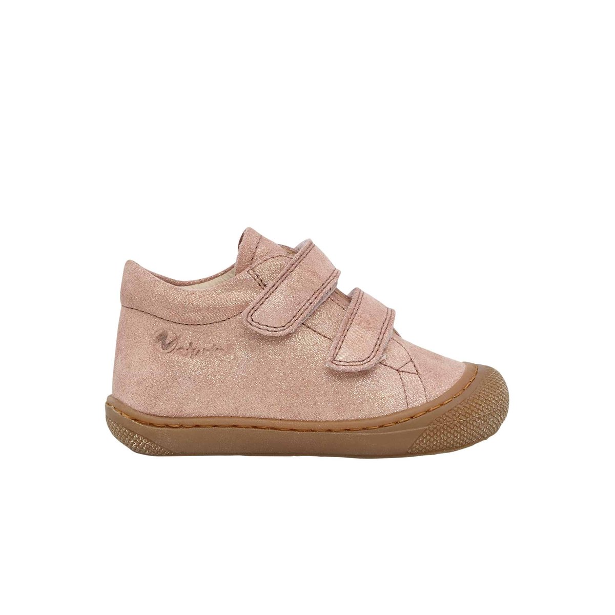 Chaussons premiers pas en suède pailleté COCOON VL rose antique, NATURINO