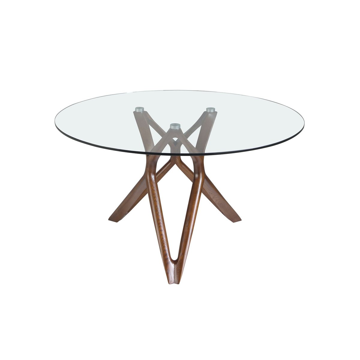 Table à manger ronde verre trempé et noyer verre | noyer, ANGEL CERDA