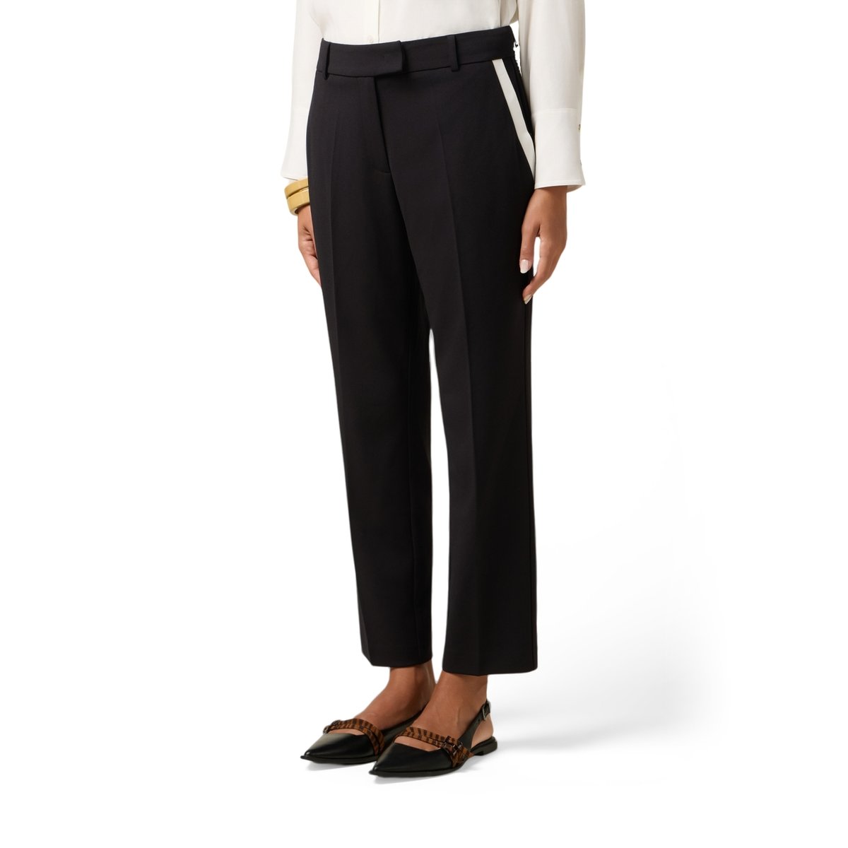 Pantalon cigarette avec bordures contrastantes noir, OLTRE