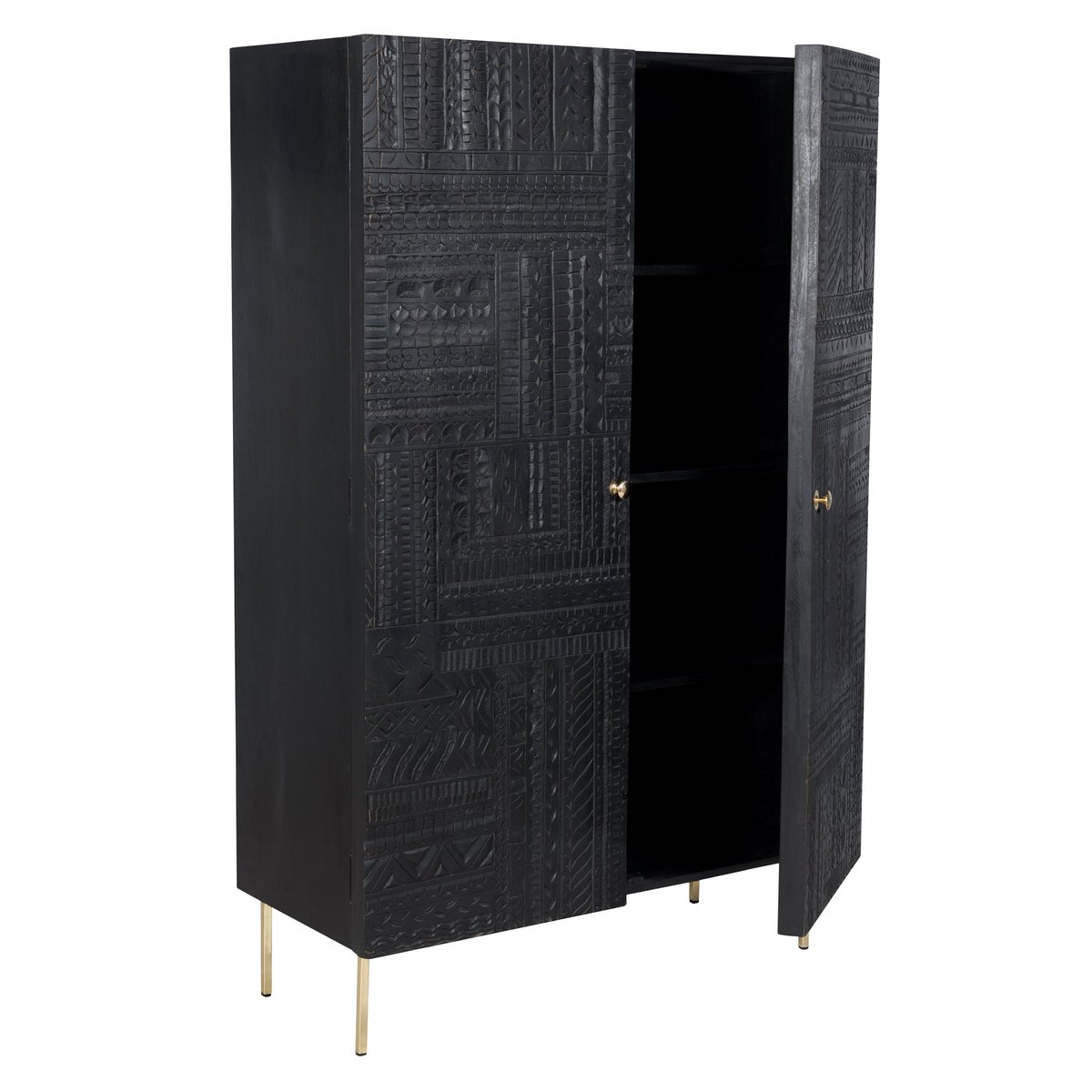Armoire gravée en bois et métal - CHIMANE noir, MAISON PAVANE