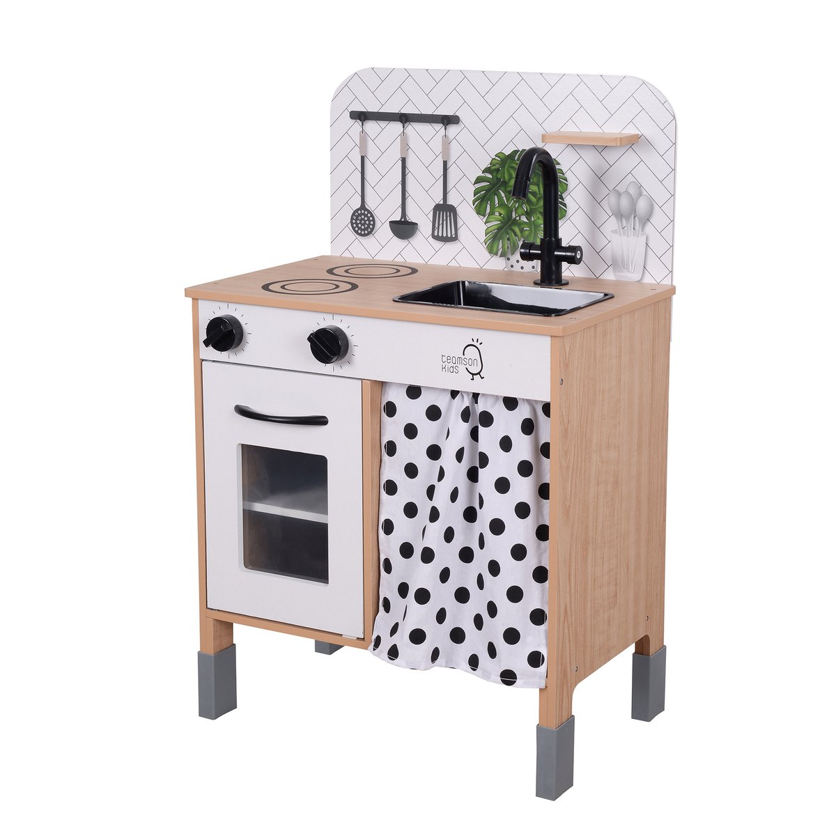 Cuisine Enfant Bois Hauteur Réglable PHILLY noir/blanc, TEAMSON KIDS