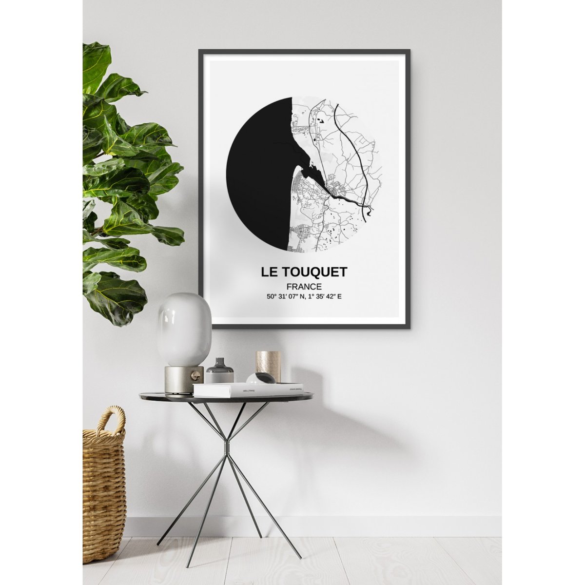 Affiche Carte Le Touquet blanc, L'AFFICHERIE