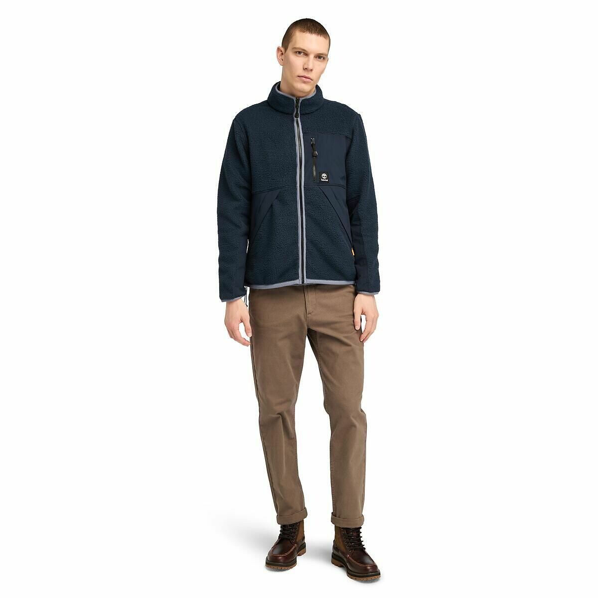 Pull zippé en sherpa bleu marine, TIMBERLAND
