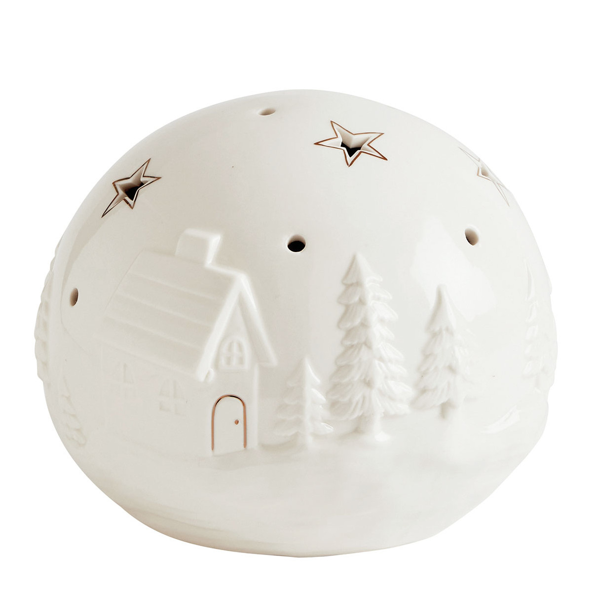 Boule décorative LED grand modèle Village de Noël blanc, MATHILDE M