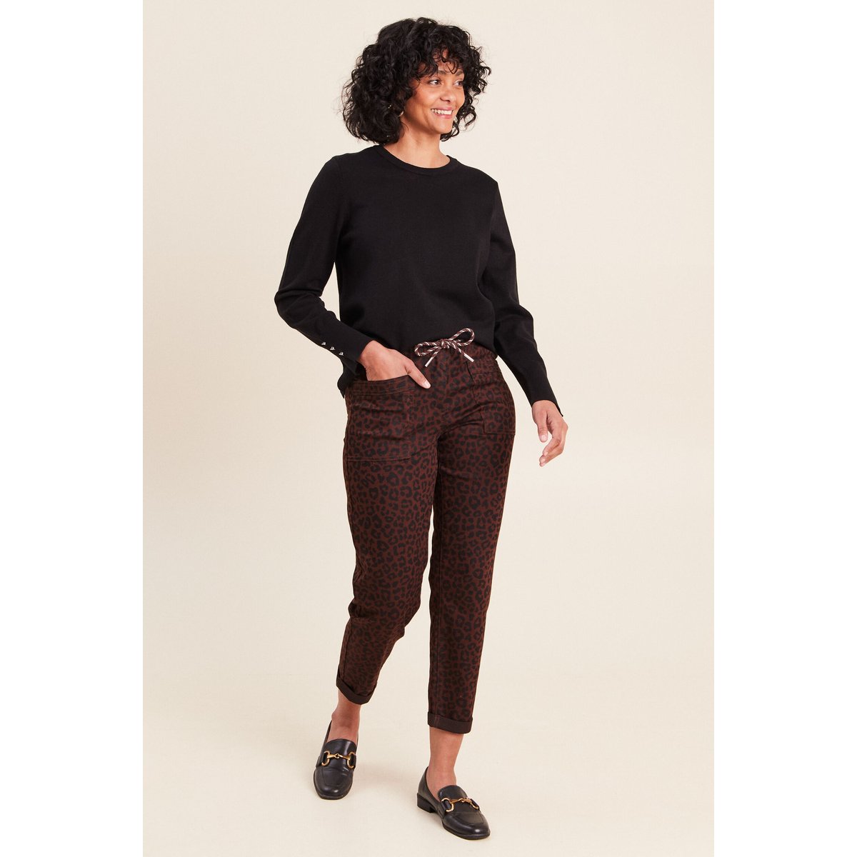 Pantalon coupe mom 7/8ème marron, BREAL