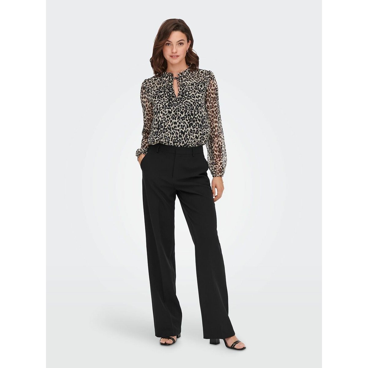 Draping High Neck Blouse leopard print, ONLY