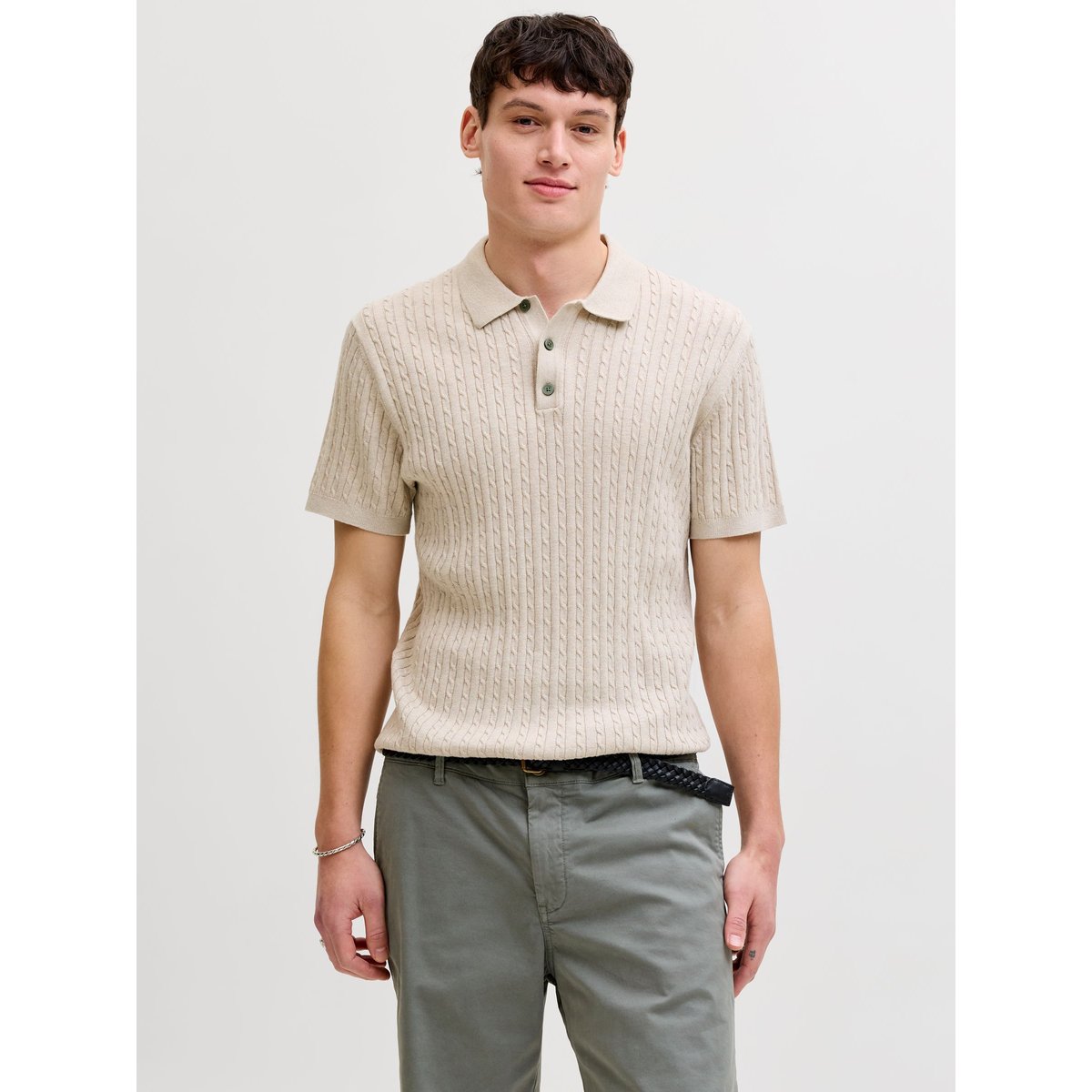 Polo Tricoté oatmeal, JACK & JONES