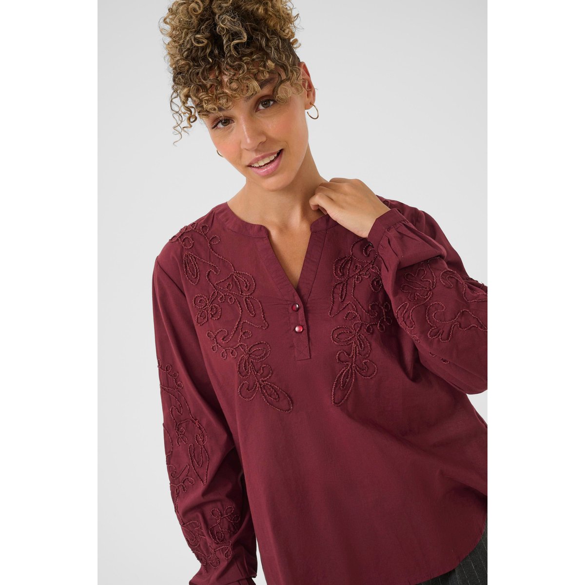 Blouse à manches longues rouge zinfandel, CREAM