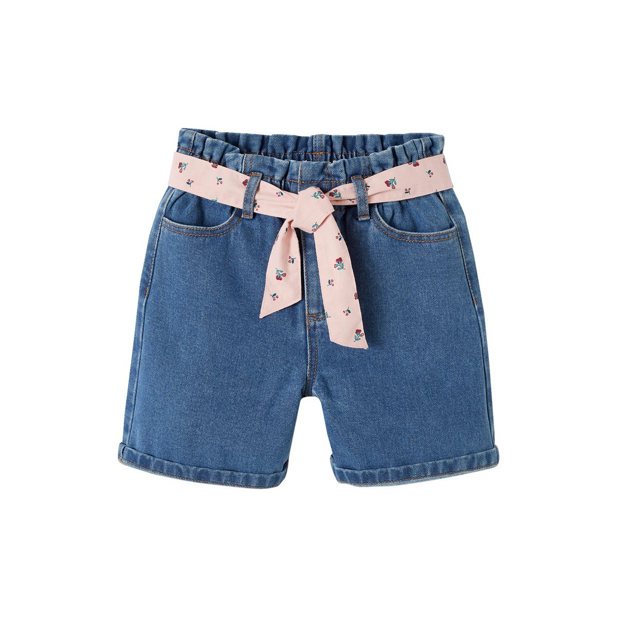 Bermuda en jean style paperbag stone, VERTBAUDET