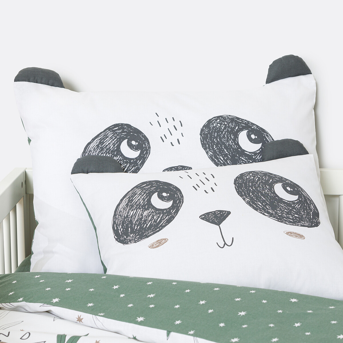 Funda de almohada de algodón para bebé, Panda Mania estampado caqui, LA REDOUTE INTERIEURS