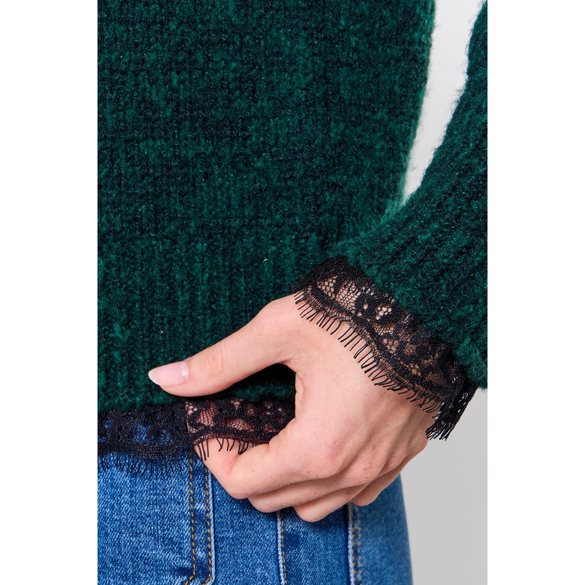 Pull en Maille à Dentelle Délicate vert, JOE BROWNS