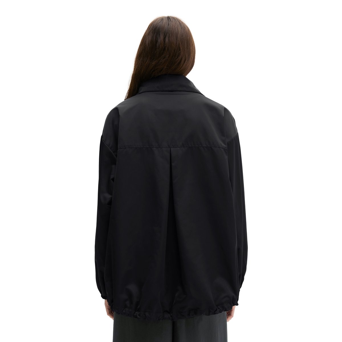 Long-Blouson loose en sergé de polyester Shiny recyclé noir, MARC O'POLO