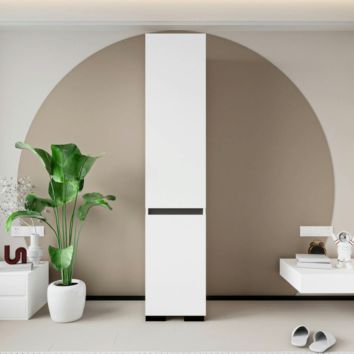 Colonne de rangement design blanche et grise BYRON blanc, PIER IMPORT