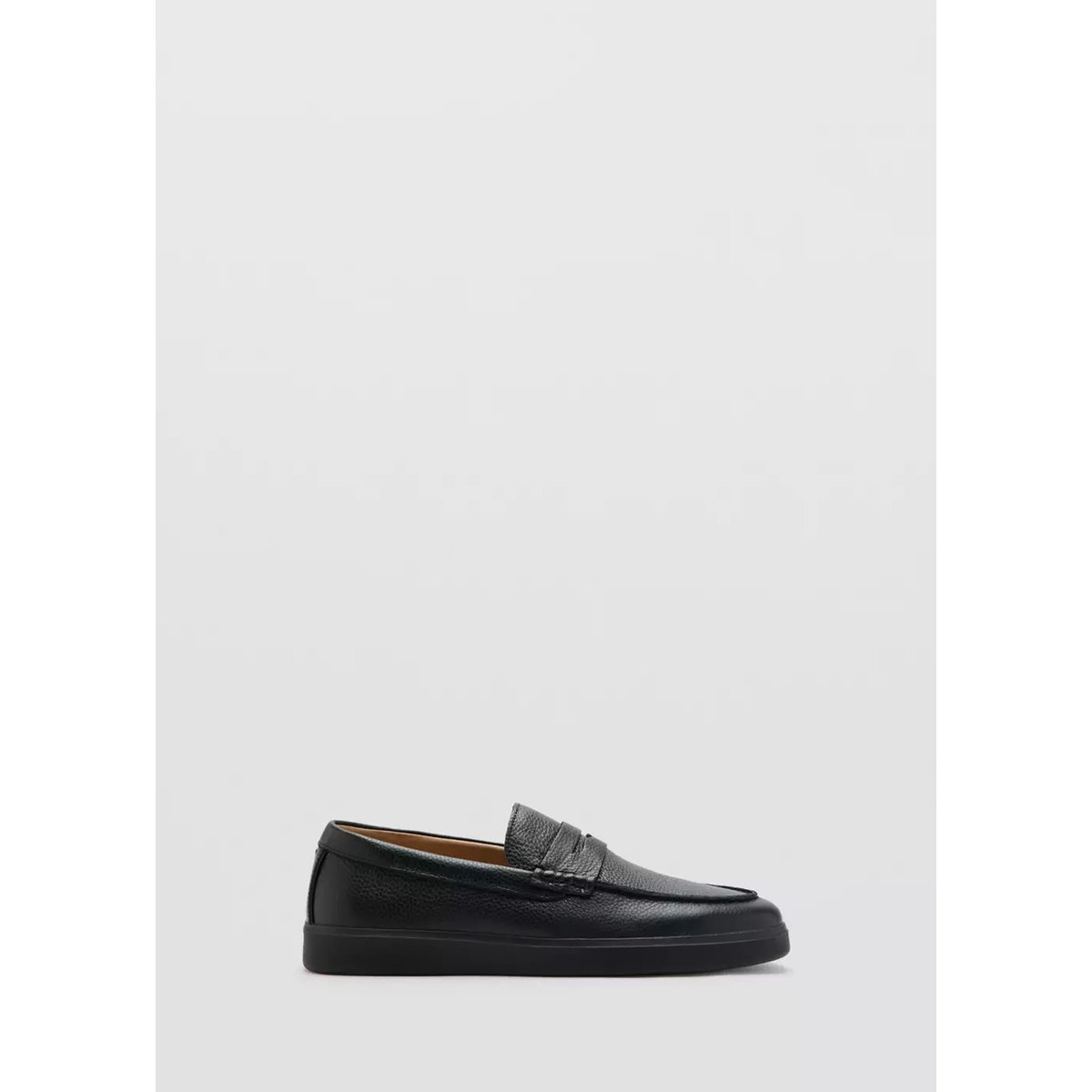 Mocassins cuir détail en forme de masque noir, MANGO MAN