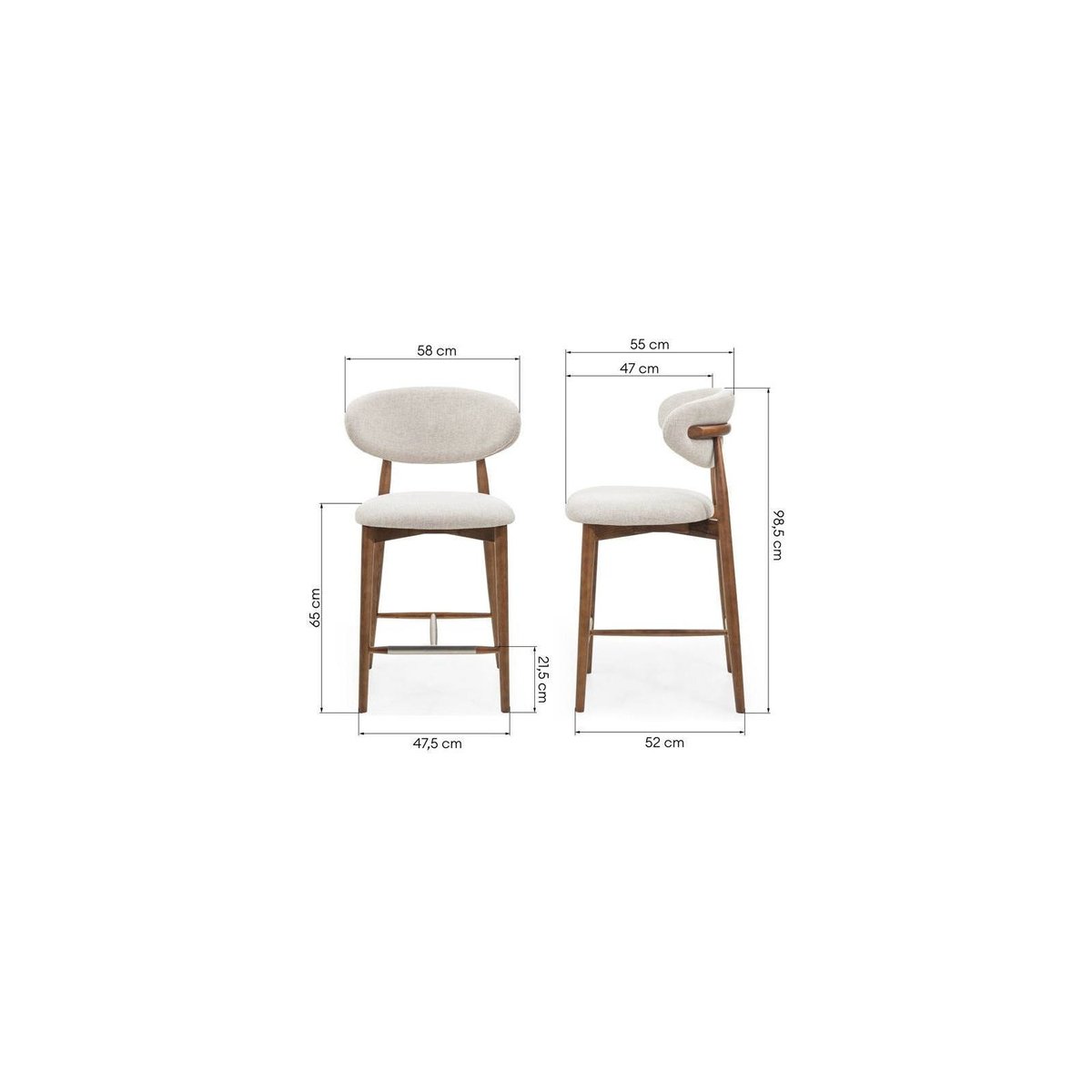 Tabouret de bar collection MIRALI beige et marron chaud, RECOLLECTION
