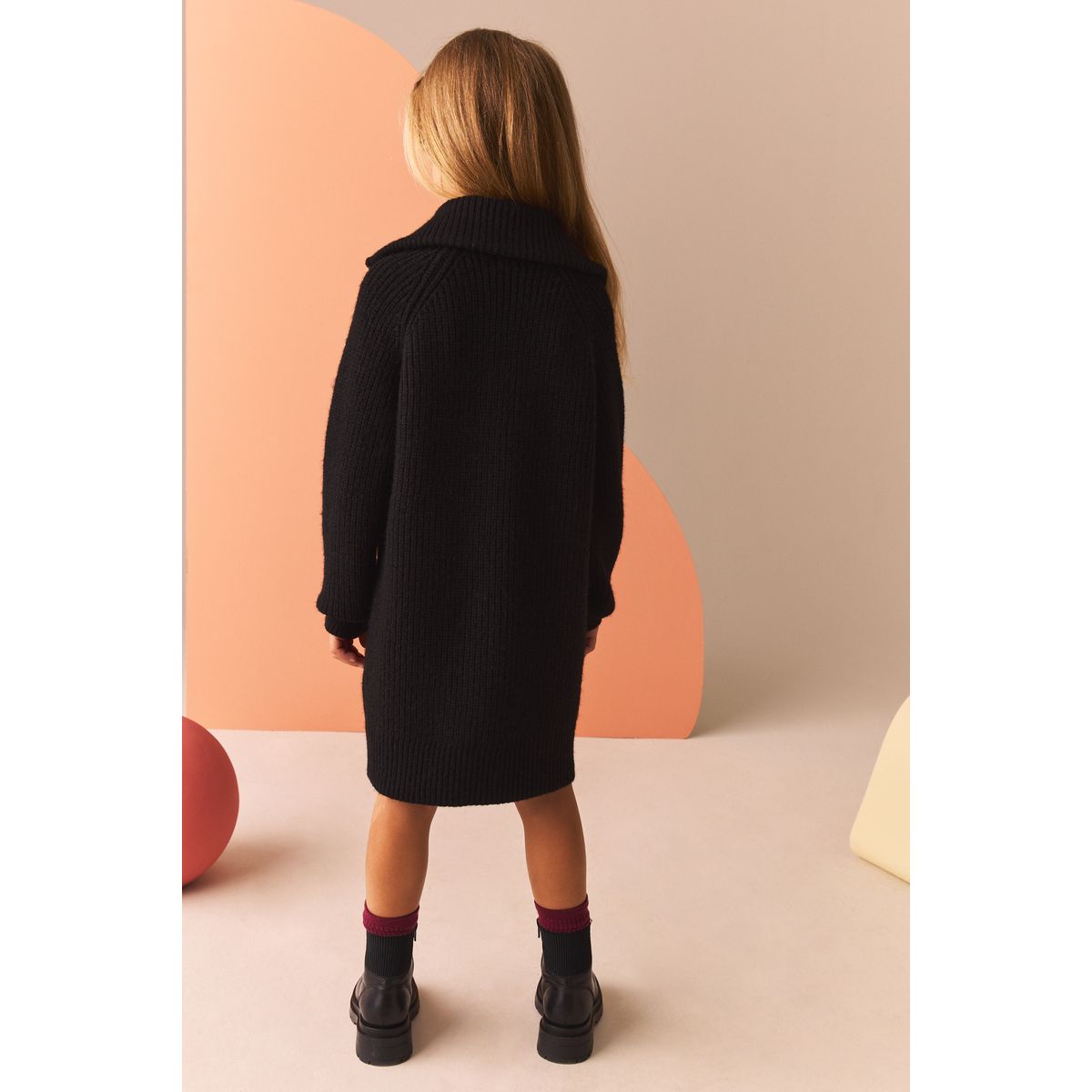 Robe pull zippée manches longues noir, NEXT