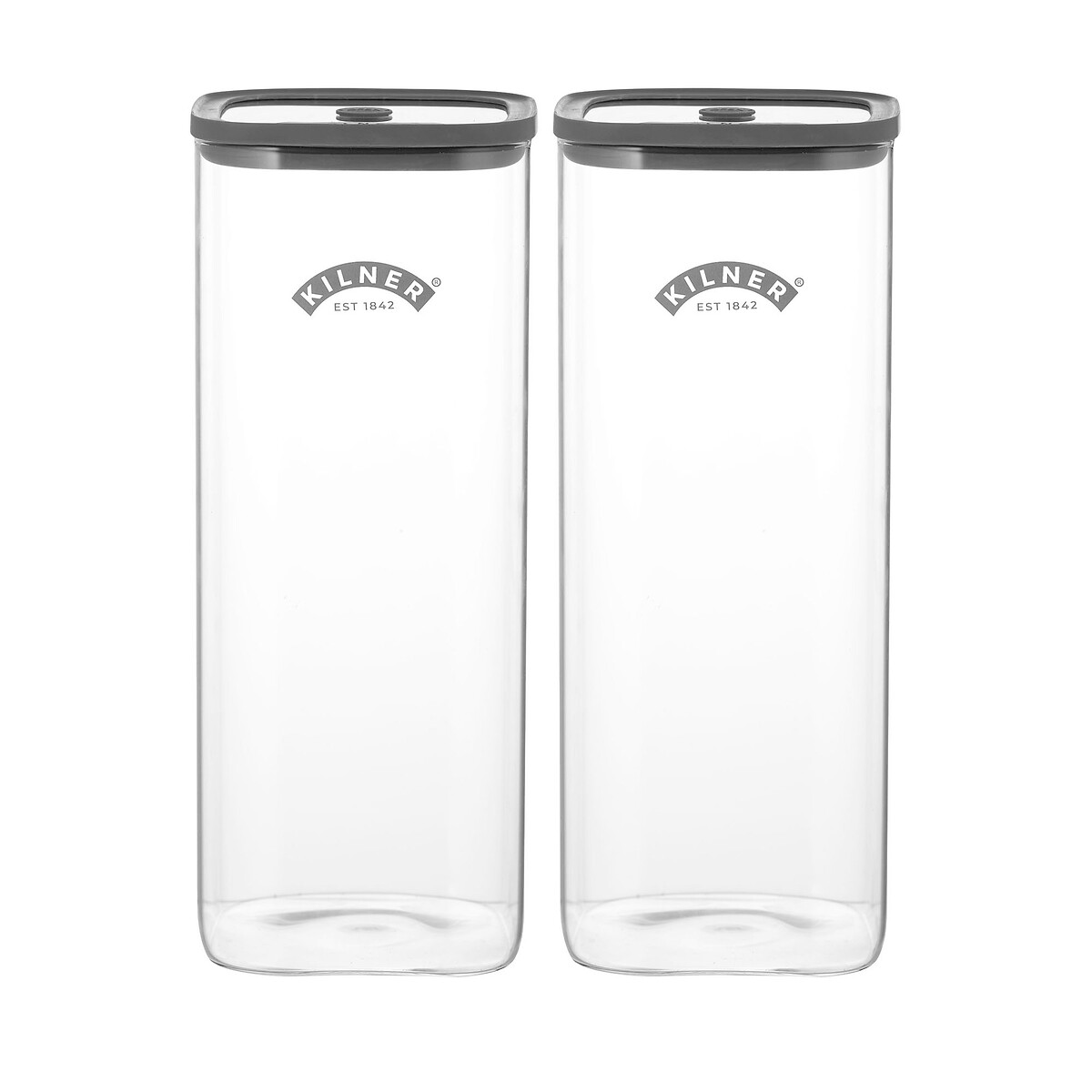 Set of 2 Fresh Storage 3.5L Square Jars transparent, KILNER