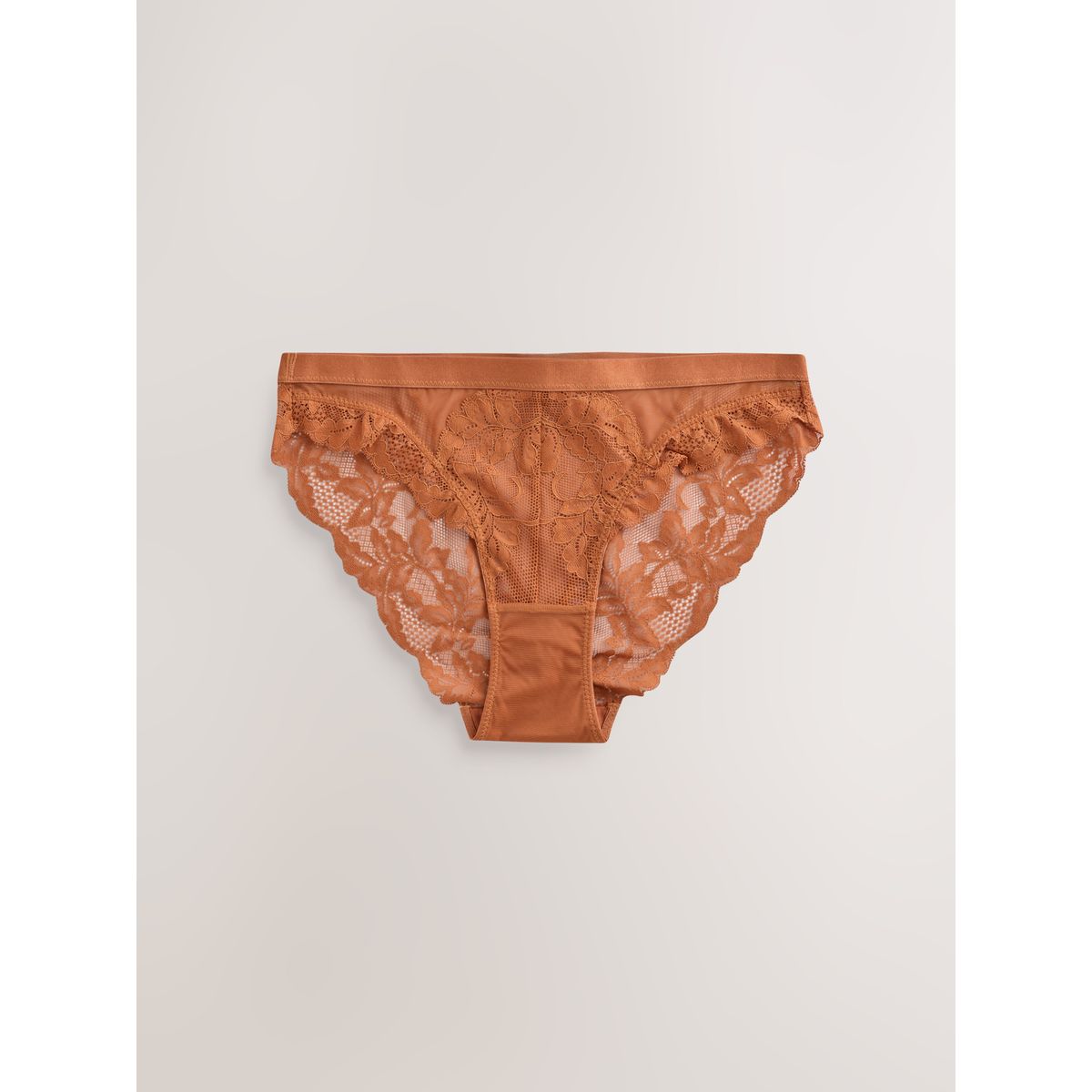 Culotte échancrée en dentelle, lot de 3 rouge bordeaux/chocolat/jaune, NEXT